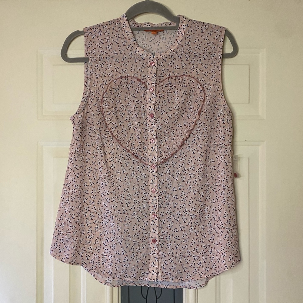 Pink Sleeveless Top with Heart Design